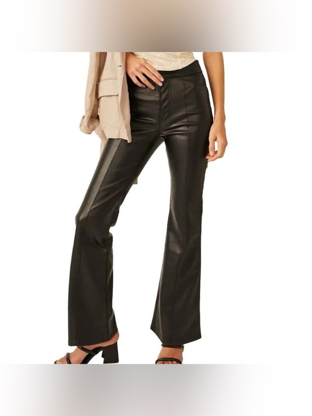 We The Free Black Faux Leather Flare Pants
